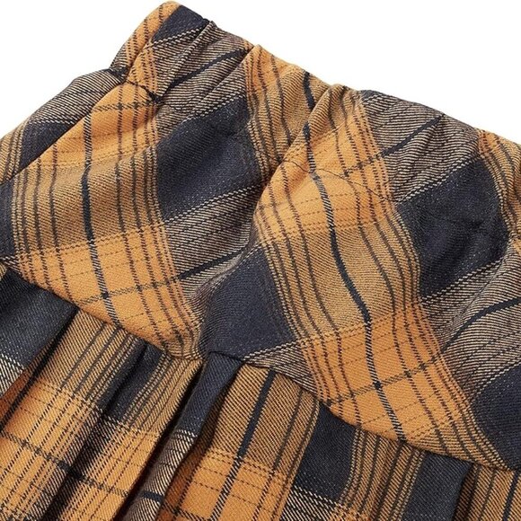 Women's Elastic Waist Tartan Pleated School Skirt - Picture 5 of 6